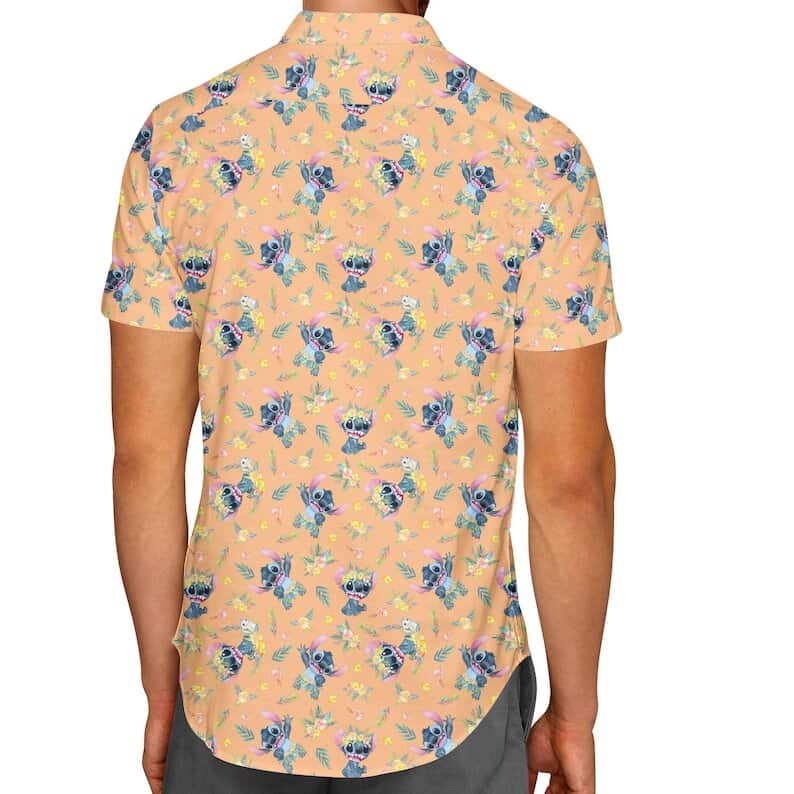 Tropical Flower Pattern And Disney Stitch Hawaiian Shirt Tropical Flower Pattern And Disney Stitch Hawaiian Shirt