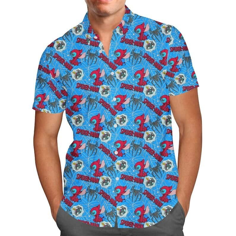 Disney Spiderman Stitch Hawaiian Shirt Summer Gift For Beach Vacation