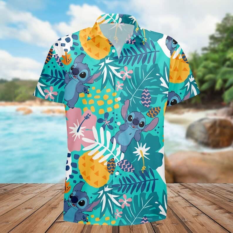 Happy Stitch Hawaiian Shirt Summer Gift For Beach Trip Happy Stitch Hawaiian Shirt Summer Gift For Beach Trip