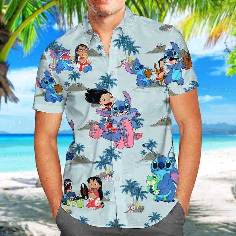 Funny Stitch And Lilo Hawaiian Shirt Practical Beach Gift