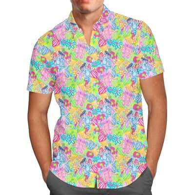 Neon Floral Stitch & Angel Hawaiian Shirt Neon Floral Stitch & Angel Hawaiian Shirt