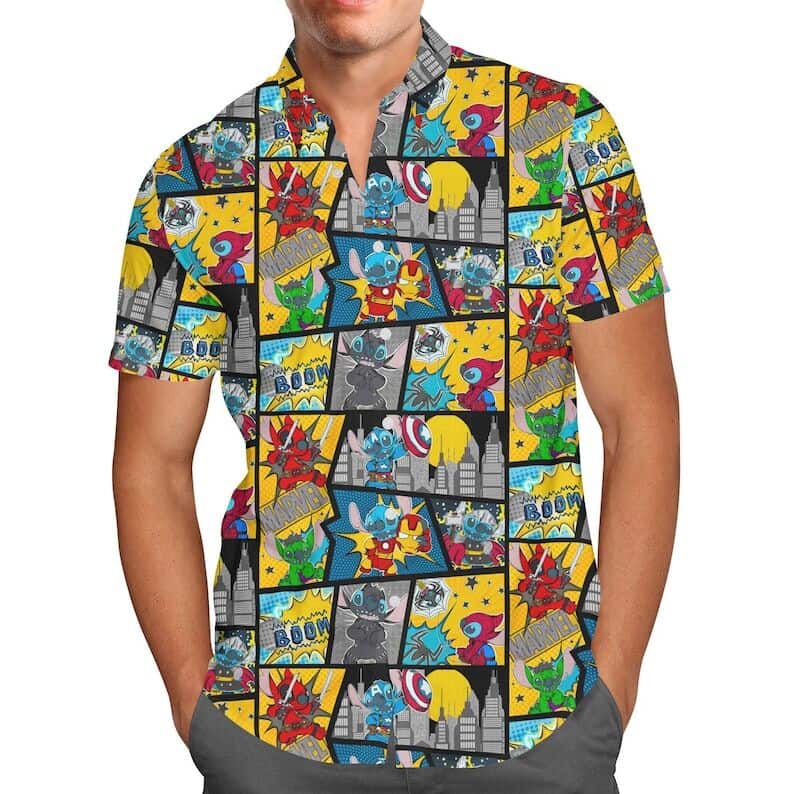 Superhero Stitch Hawaiian Shirt Comic Book Gift For Disney Lovers Superhero Stitch Hawaiian Shirt Comic Book Gift For Disney Lovers