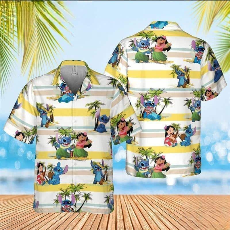 Disney Lilo And Stitch Hawaiian Shirt Island Pattern Summer Beach Gift