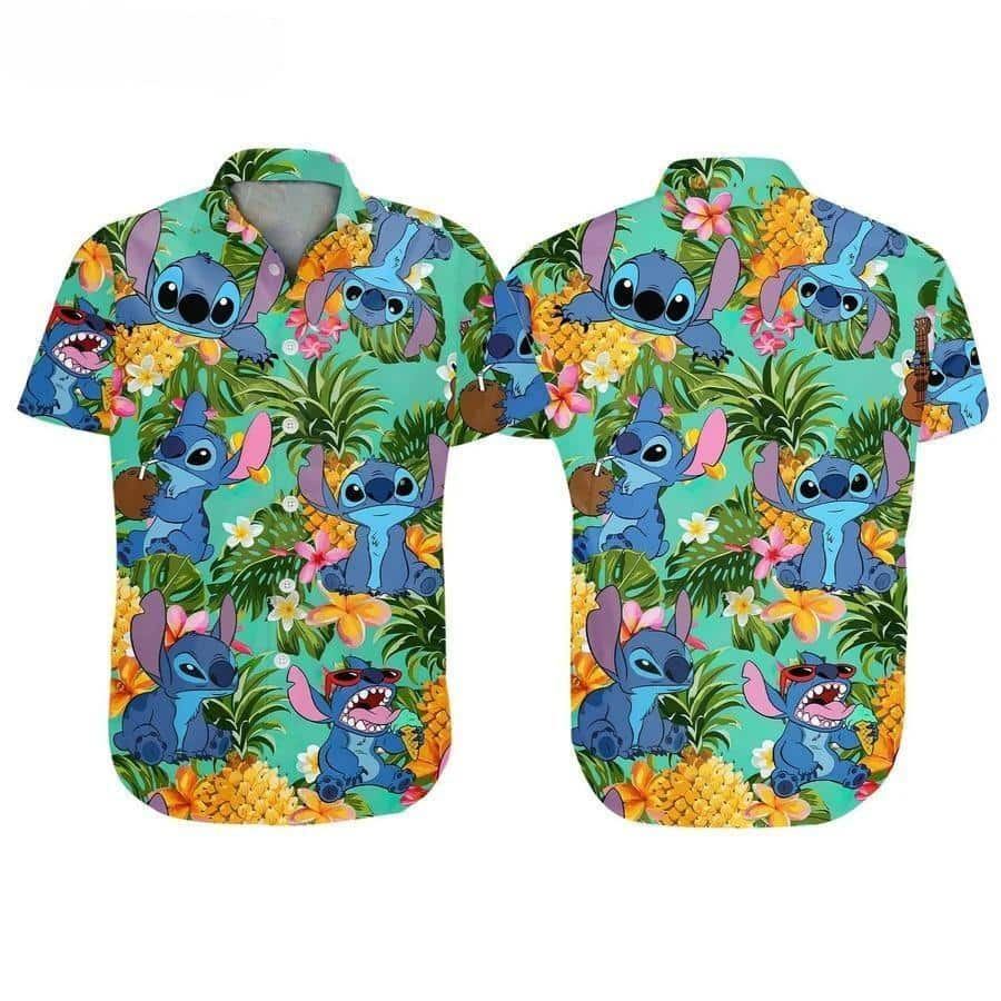 Disney Stitch Hawaiian Shirt Tropical Pattern Summer Beach Gift