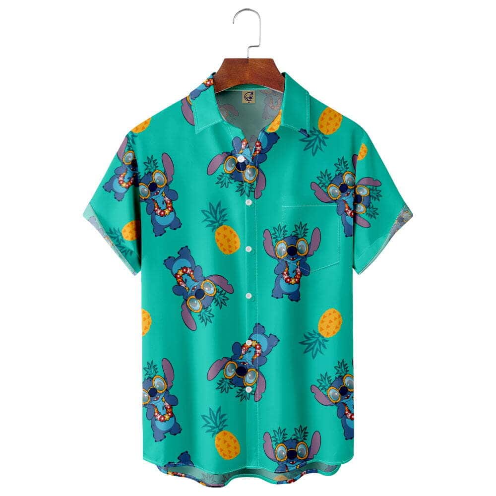 Disney Stitch Hawaiian Shirt Pineapple Pattern Gift For Beach Vacation Disney Stitch Hawaiian Shirt Pineapple Pattern Gift For Beach Vacation