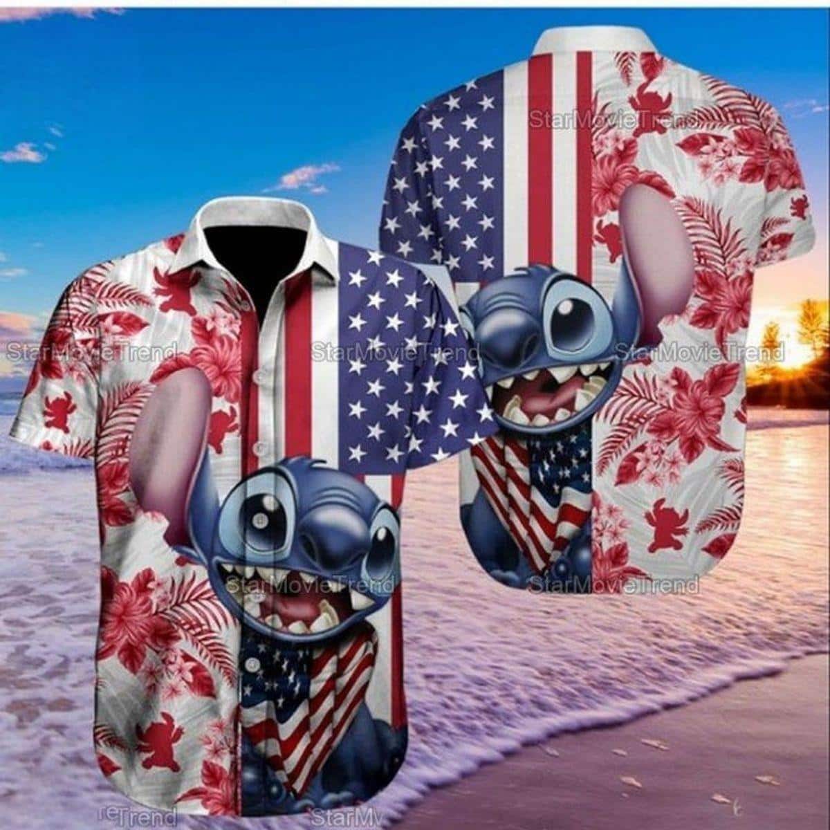 Disney Stitch Hawaiian Shirt 4th Of July Independence Day Disney Stitch Hawaiian Shirt 4th Of July Independence Day