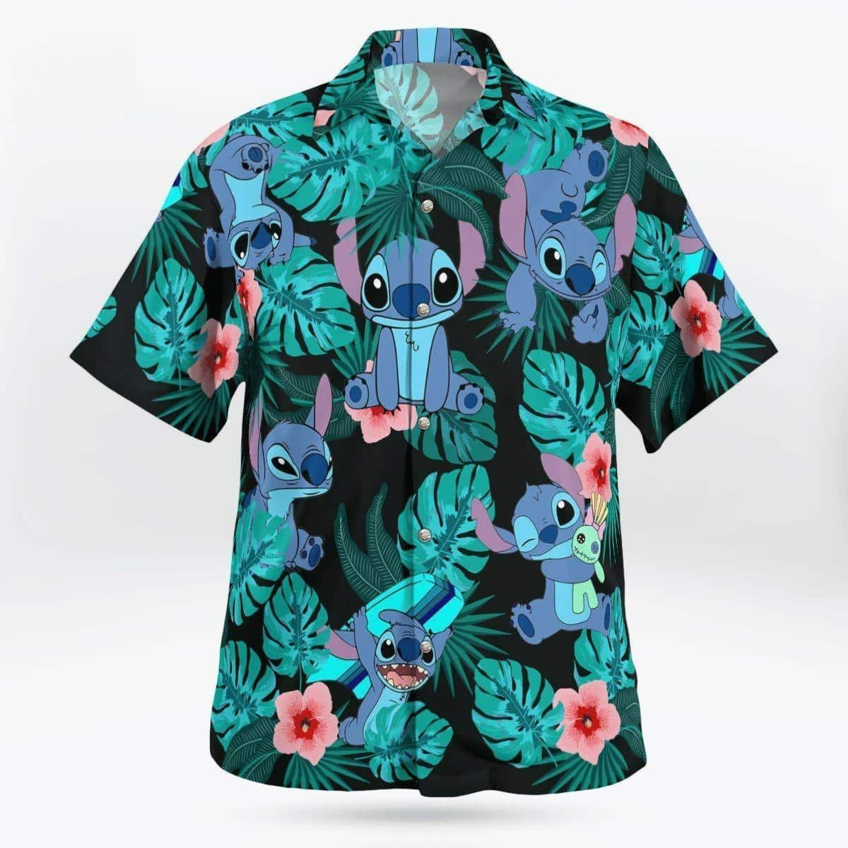 Disney Stitch Hawaiian Shirt Tropical Flower Pattern Beach Lovers Gift