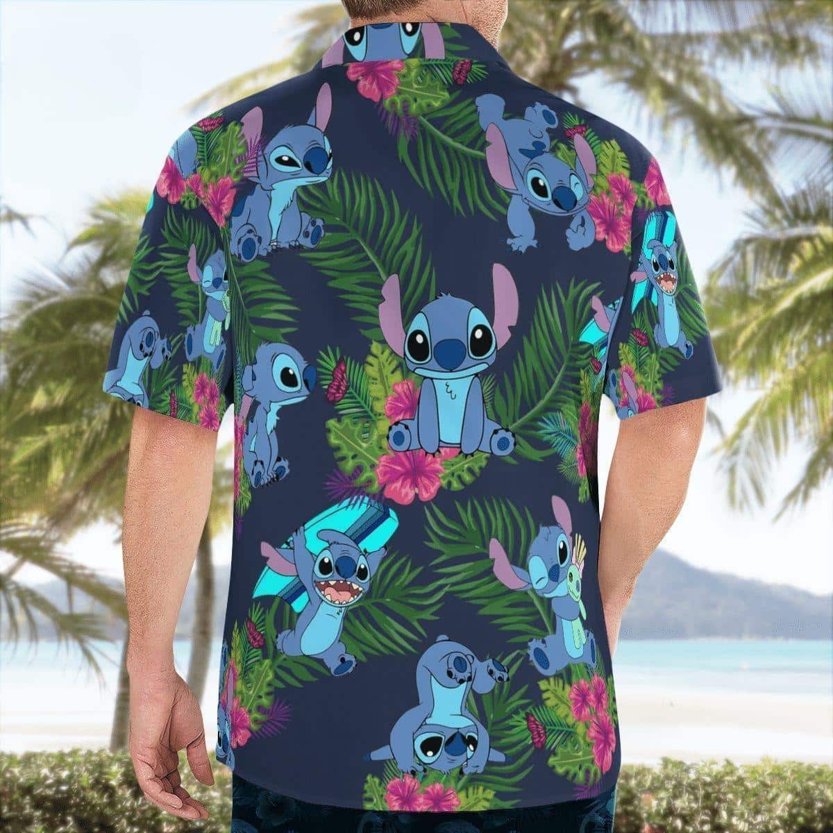Stitch Disney Hawaiian Shirt Palm Leaves Pattern Beach Lovers Gift Stitch Disney Hawaiian Shirt Palm Leaves Pattern Beach Lovers Gift